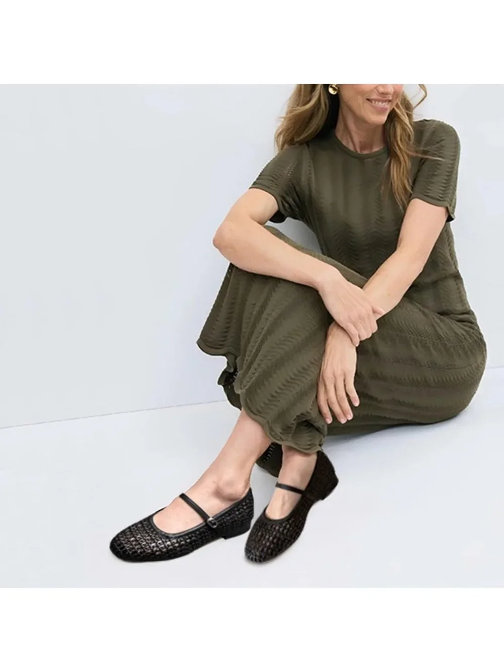 Women's Ballet Flats Faux Leather Black Mary Jane with Buckle Strap Shoes - Picture 3 of 6